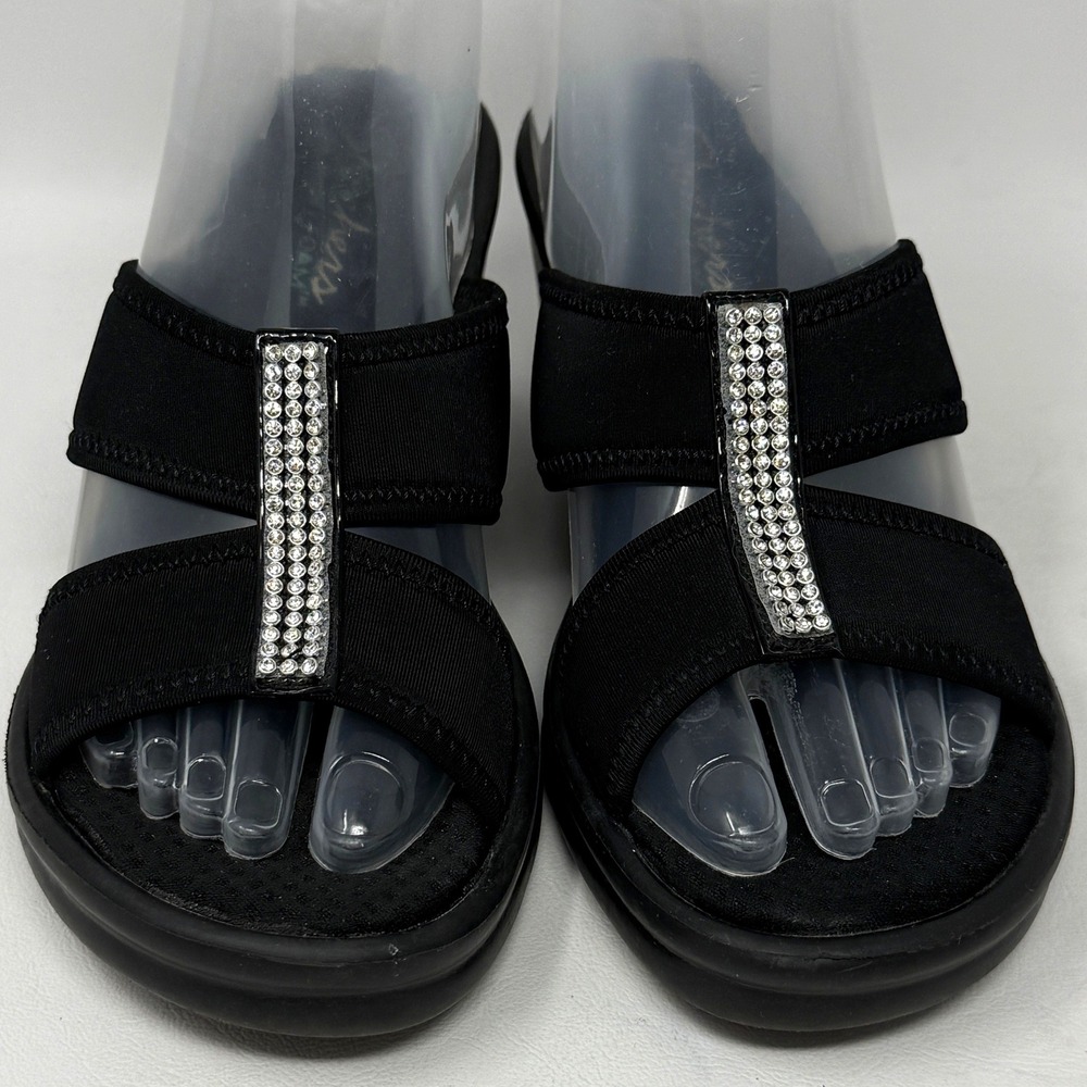 Skechers Cali Rumblers Risk Taker Black Jewel Wedge Sandals 7 Dressy Semi Formal - Picture 4 of 11